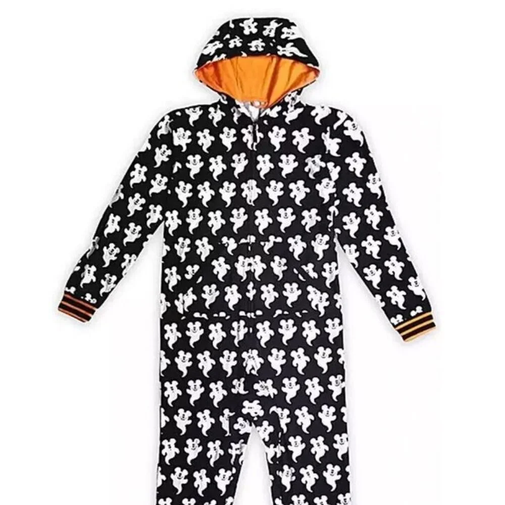 Disney Halloween NWT Large Black/White Mickey Ghosts Bodysuit Pajamas NEW - Picture 2 of 13